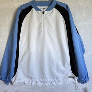 Boombah Pullover Mens Large White Blue Explosion‎ Quarter Zip Windshirt Raglan